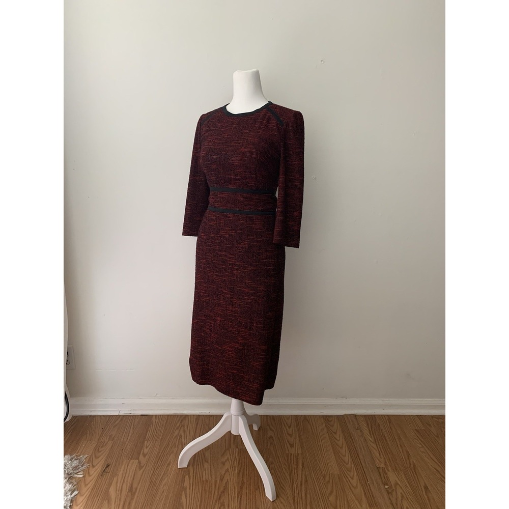 Hobbs London Florrie Textured Ribbon Detail Dress Pencil Office Cocktail Sz 2